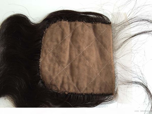 

silk base closure,peruvian hair body wave 8-20 inch part middle part unprocessed hair, Black