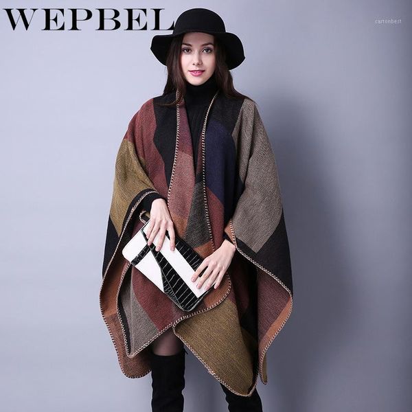

women's cape wepbel women sweater cloak plaid ladies autumn winter full batwing sleeve warm indie folk female sweaters1, Black