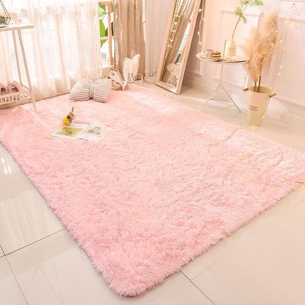 

pink purple carpet dyed plush soft carpet area living room bedroom non-slip floor mat child bedroom mat1