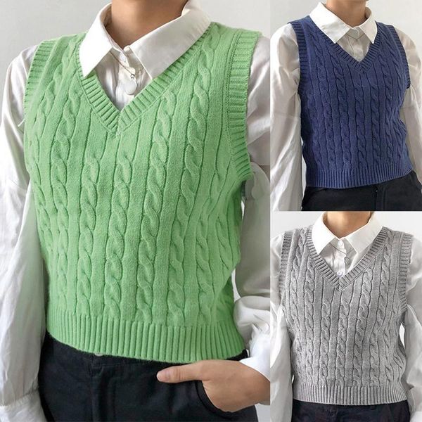 

girls sweater vest ladies pullover v-neck pullover knitted vest ladies autumn1, White;black