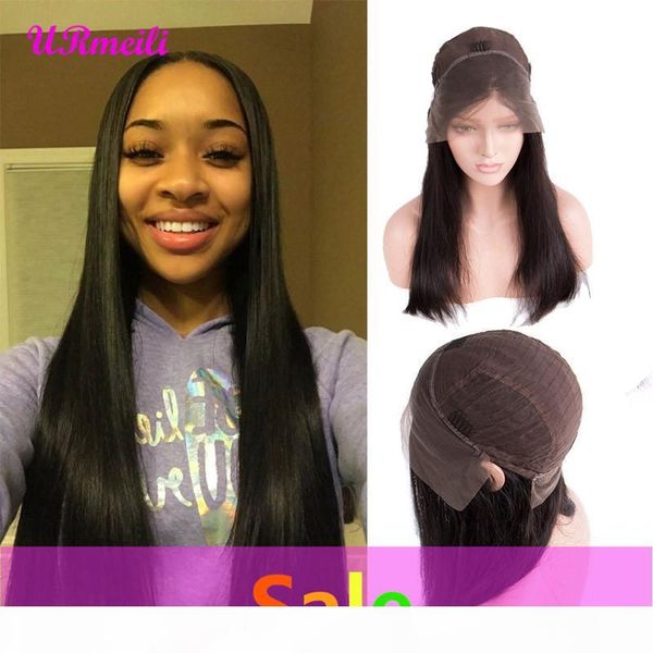 

lace frontal human hair wigs pre plucked with baby hair full lace brazilian straight human hair lace front long wigs for black women, Black;brown