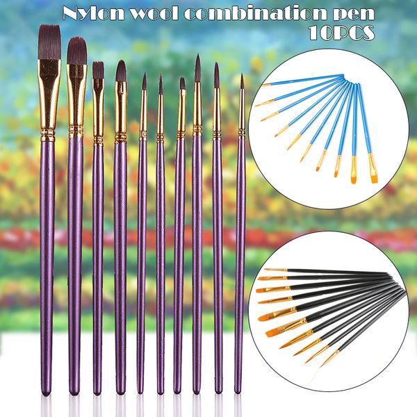 

5pieces/lot 10pcs/set watercolor pen paintbrush nylon hair paint brushes artist oil painting brush set h-best