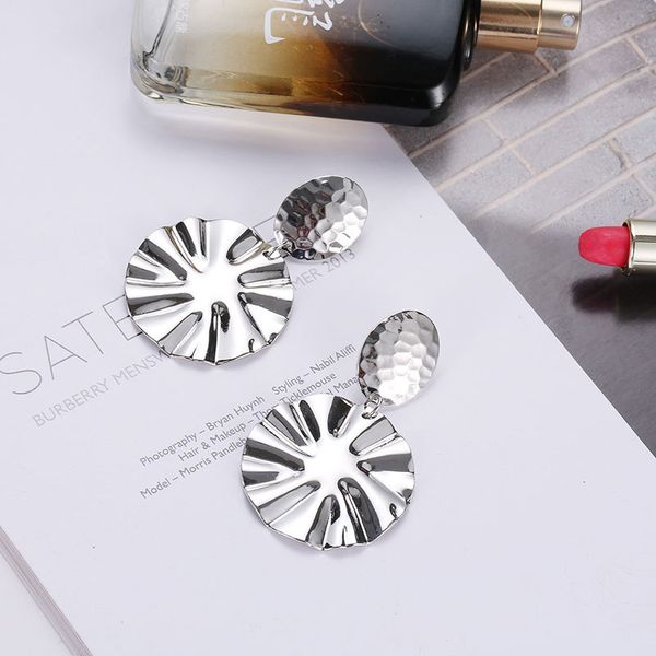 

pretty big bump stud earrings trendy pop simple temperament geometric earring metal stunning statement earrings, Golden;silver