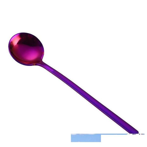 

304 stainless steel spoons 7 colors 13cm coffee tea mixing spoon mini round dessert scoop kitchen bar d sqcenx wphome