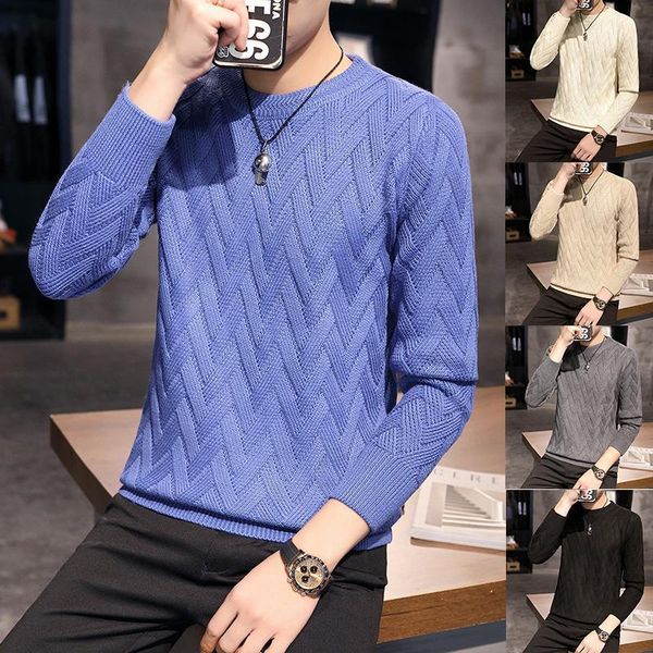 

warm sweater plaid long sleeve pullovers  l xl 2xl 3xl sweaters o-neck casual men gray brown white black red full standard wool1