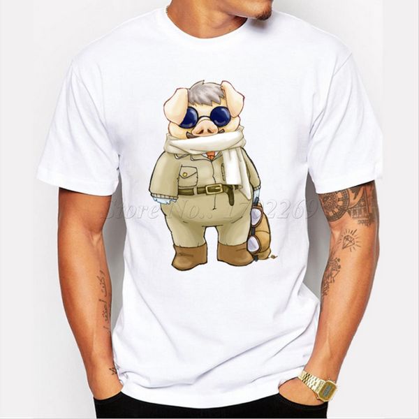 

asian size japan anime porco rosso design red pig cartoon printed male funny s short sleeve casual sport sweatshirt hoodie t shirt