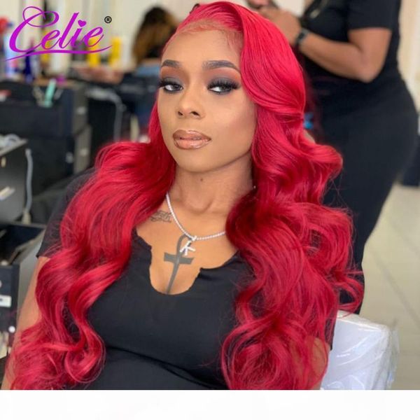 

body wave colored human hair wigs for black women red wig 13x4 body wave lace front human hair wigs red lace front wig, Black;brown