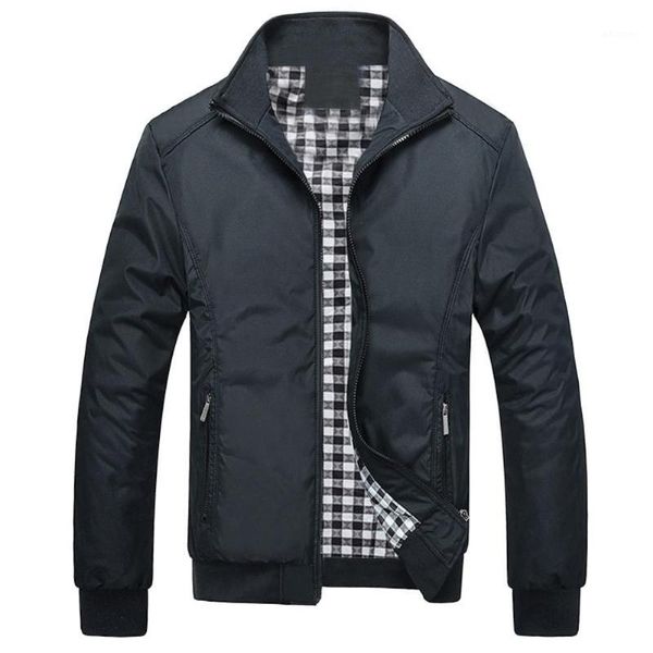 

plus size winter casual men stand collar jacket slim fit zip up long sleeve coat wholesale, Black;brown