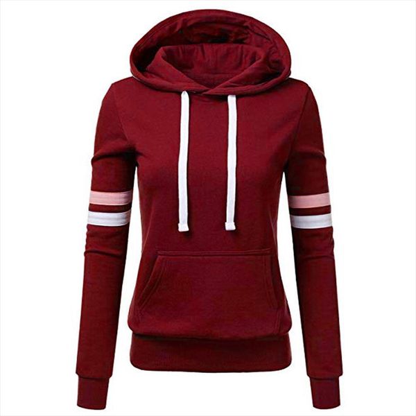 

winter women stripe sweatshirt casual long sleeve hooded pocket pullover holiday evening party ladies sweatshirt 2020 new, Black