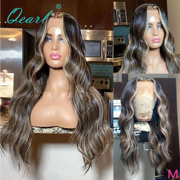 

lace wigs body wave human hair front wig ombre blonde highlights color 13x4/13x6 remy for women 150% qearl, Black;brown