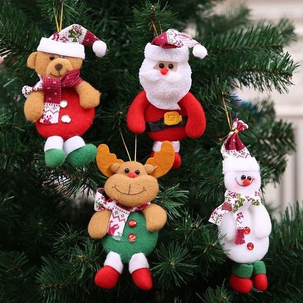 

4 pieces / santa claus snowman christmas ornaments supplies pendant christmas tree decorations for home children gifts ycni#