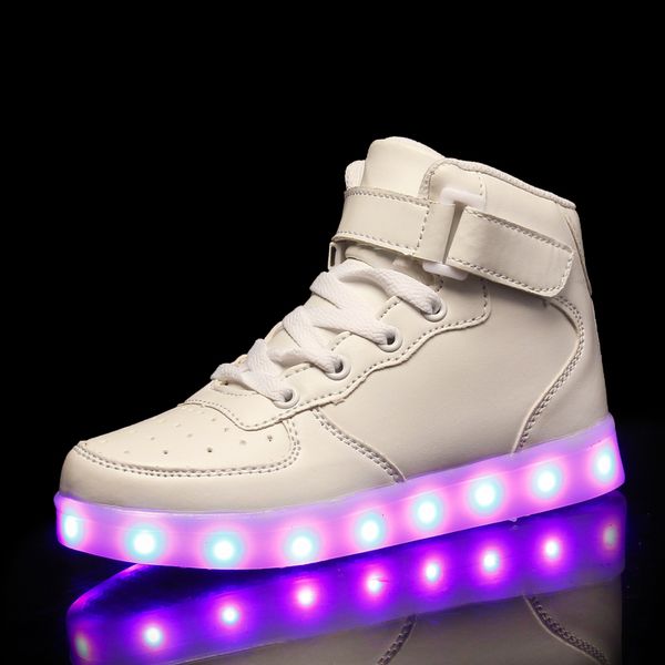 

2019 kids usb charging glowing sneakers children hook loop luminous for girls boys men women skate led shoes, Black