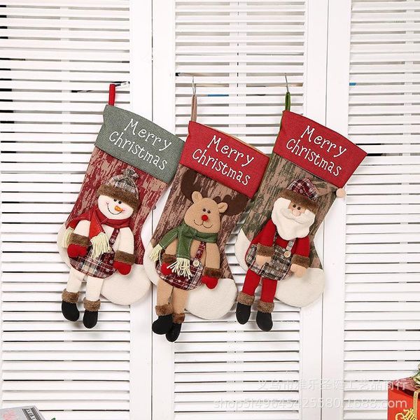 

christmas decorations cute sock year gift pocket hanging doll decor fork knife cutlery holder bag party table dinner decoration for home1