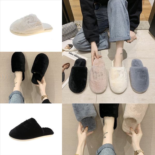 

ggjx1 women winter female furry snow slippers indoor home shoes plush slippers casual ladies soft comfort velvet pig design plush, Black