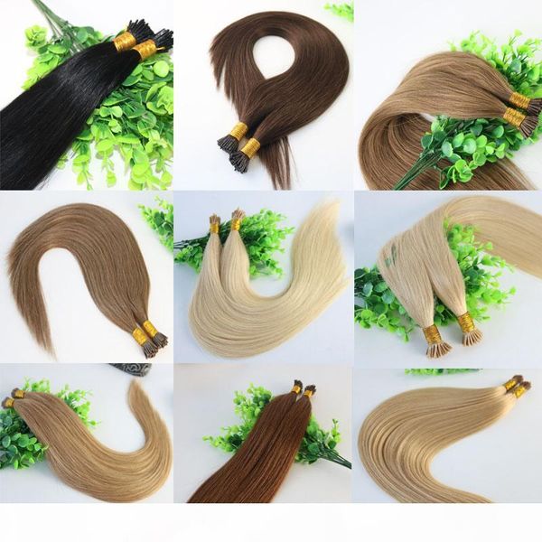 

8a stick i-tip pre-bonded brazilian human hair 1g strand 100g one set, 20inch #1 #3 #33 30# 27# 22# hair extensions silky straight, Black
