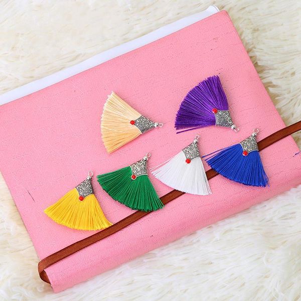 

2 10pcs metal caps silk tassel fringe pendant diy crafts material color tassels trim curtains decor earrings jewelry components h sqclsk