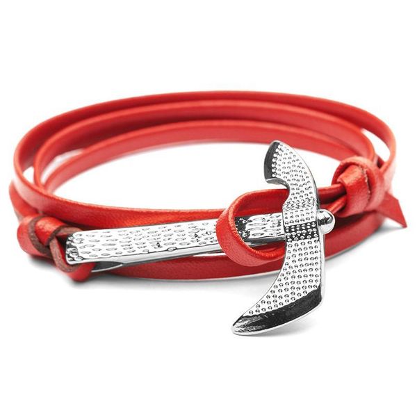 

charm men anchor bracelet multilayer leather survival bracelet metal axe anchor style gift for men women fashion jllaqf