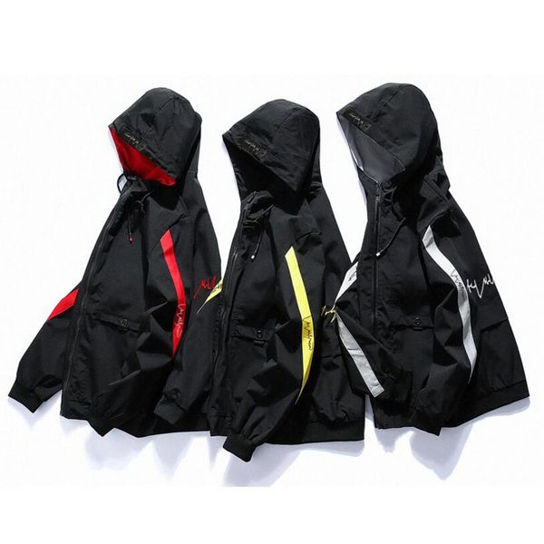

autumn jacket coat men's standing collar hoodie korean youth slim patchwork casual kg-143, Black;brown
