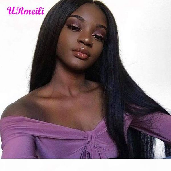 

360 полный шнурок человеческих волос парики для чернокожих женщин парик cheveux humain бразильский прямые волосы фронта шнурка человеческих, Black;brown