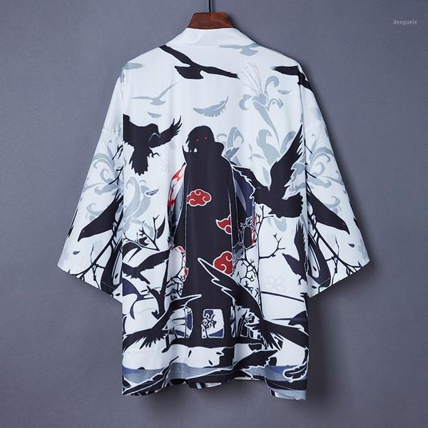 

#5081 summer devil printed kimono jacket women short sleeves thin cardigan kimono coat streetwear hip hop jacket vintage1, Black;brown