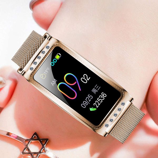 

female smart wristband f28, waterproof sports watch, with heart rate and blood prsure control, monitor, tracker,