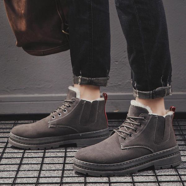 

men boots winter shoes plus sise warm ankle botas hombre for leather winter boots shoes men plush sneakers males #d, Black
