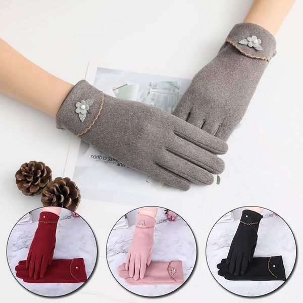 

women gloves winter touch screen female suede furry warm full finger gloves lady winter outdoor sport driving women1, Blue;gray