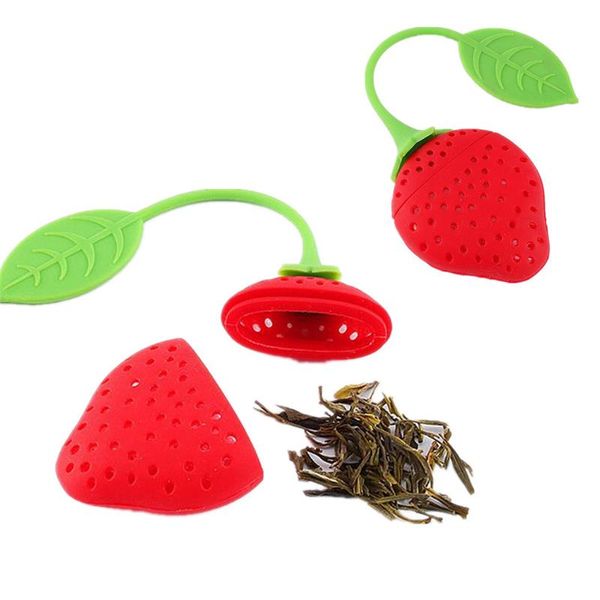 Bonito Silicone morango Tea Leaf Filtro solto Herbal Spice Infuser Filtro Difusor criativa Ferramentas Bar Acessórios de cozinha