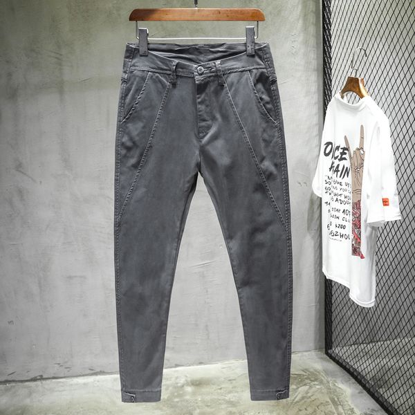 

new autumn 3 color comfortable cotton fashion design slim tailoring men's harem pants mens cotton casual office trousers lj201221, Black