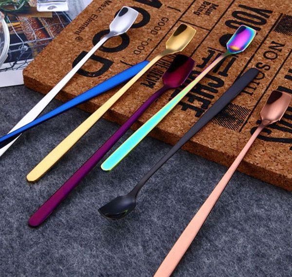 

304 stainless steel square head ice spoons home kitchen supplies long handle coffee dessert gold cocktail stirr jlldxo yummy_shop