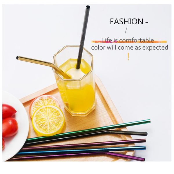 

14 pcs metal reusable 304 stainless steel straws straight bent drinking straw with case cleaning brush set party bar a jlltzs