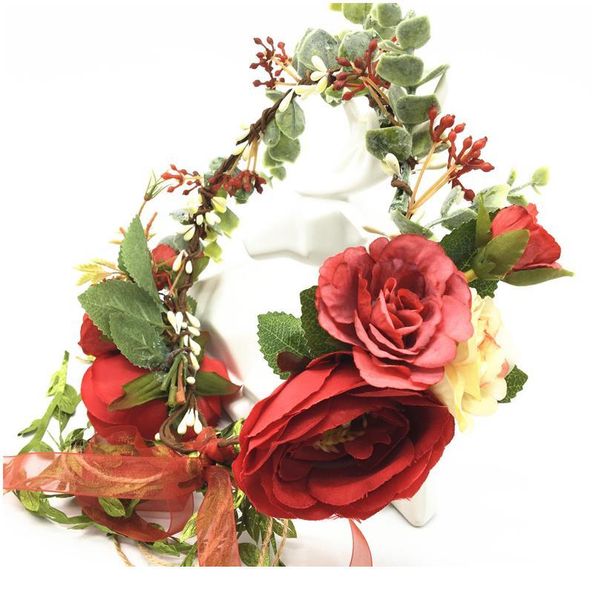

big rose flower crown bride wedding party hair accessories girl flower wreath headband floral garlands women headdress o qylkew