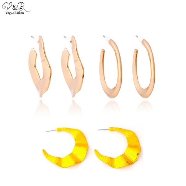 

2021 new arrival gold earring set of 3 pairs anodized sparkly shiny metallic gold hoop earrings women big hoops earings circle, Golden;silver