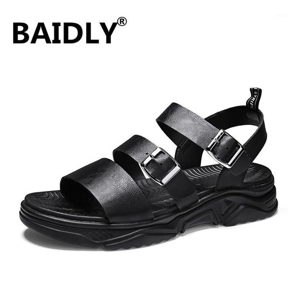 

summer sandals men shoes genuine leather antiskid beach shoes male slippers fashion outdoor flip flops1, Black