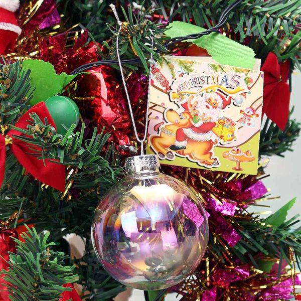 

12pcs 6cm transparent iridescent glass ball plastic bauble ornament christmas party hanging pendant gift package supplies