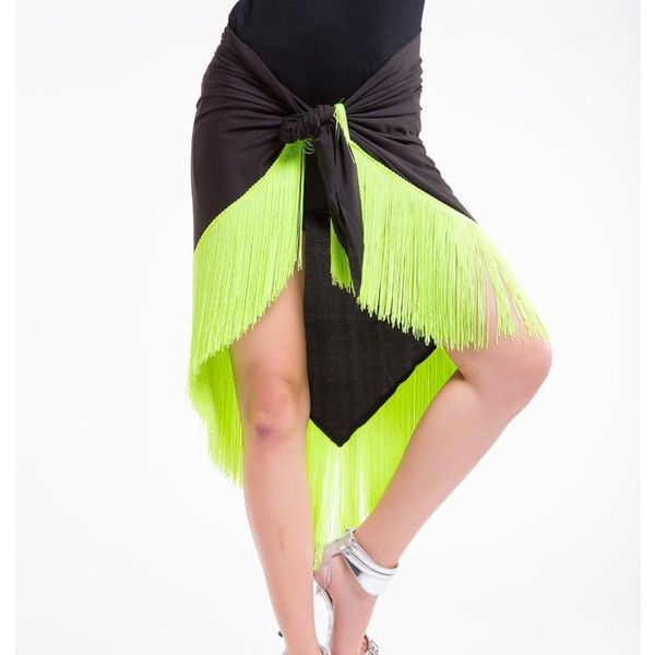 

latin skirt game tassels triangular binder hip scarf dance lace-up performance arm cover latin dance tassels skirt1, Black;red