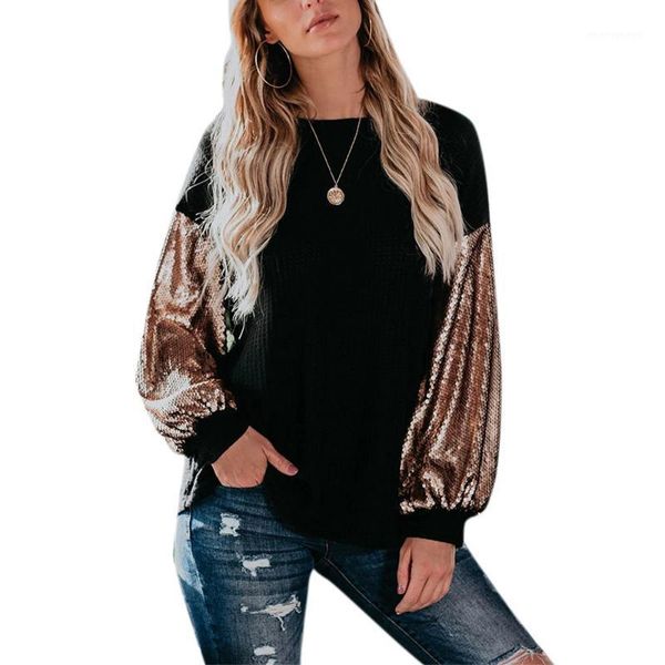 

women clothes patchwork sequins knitted full long sleeve loose o neck casual winter autumn fashion streetwear solid female 1, White