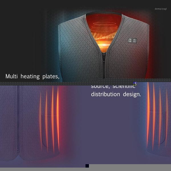 

winter outdoor electric heated vest electric self-heating vest warm and warm waist protections men's and women's clothes1, Gray;blue