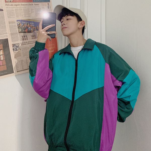 

rack men's fashion hit color casual baseball uniform jackets mens streetwear wild loose hip hop bomber jacket men s-2xl, Black