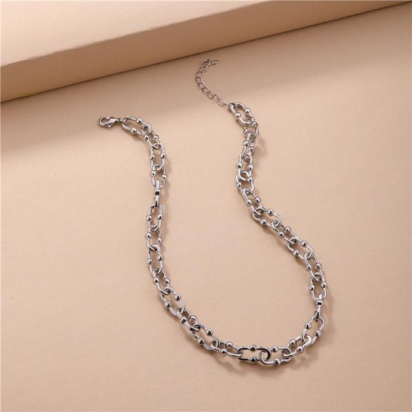 

2021 spring summer trendy chunky metal chains necklace jewelry for women, Silver