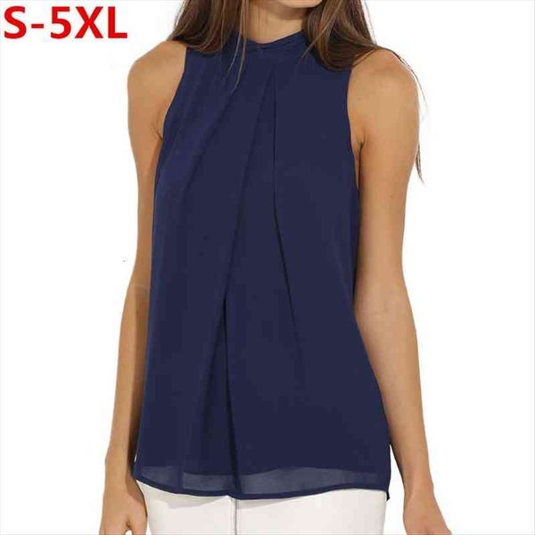 

chiffon sleeveless blouse women brand plus size causal blouses lady shirts summer blusas women clothing 5xl, White
