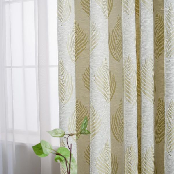 

high precision jacquard curtain cloth leaf curtain idyllic wind curtains for living room and bedroom1