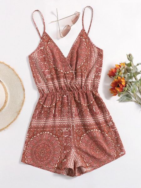 

floral print cami romper n7vz#, White