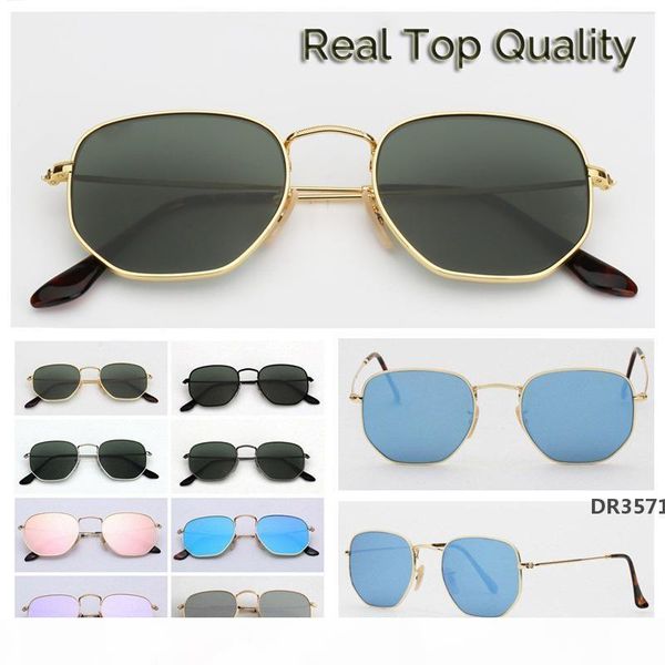 

womens sunglasses 3548 hexagonal metal sunglasses flat glass lenses 11 colors with box and packages everythingdr3571, White;black