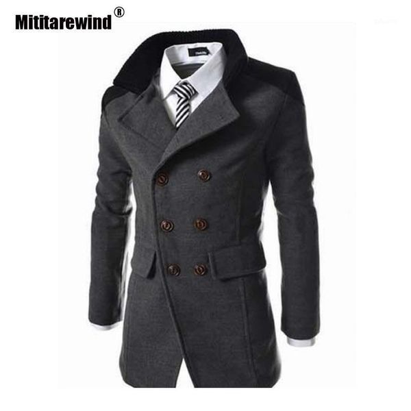 

winter trench coat men brand casual wool blends coats men winter trendy wild fashion wool coat outdoor warm thick coats male1, Tan;black