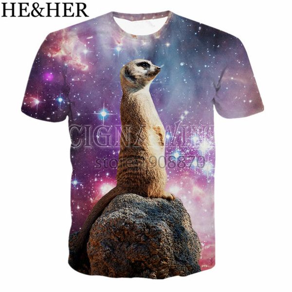 

printed meerkat space galaxy 3d novel digital print 3d print shirts horror humor kawaii men clothing
