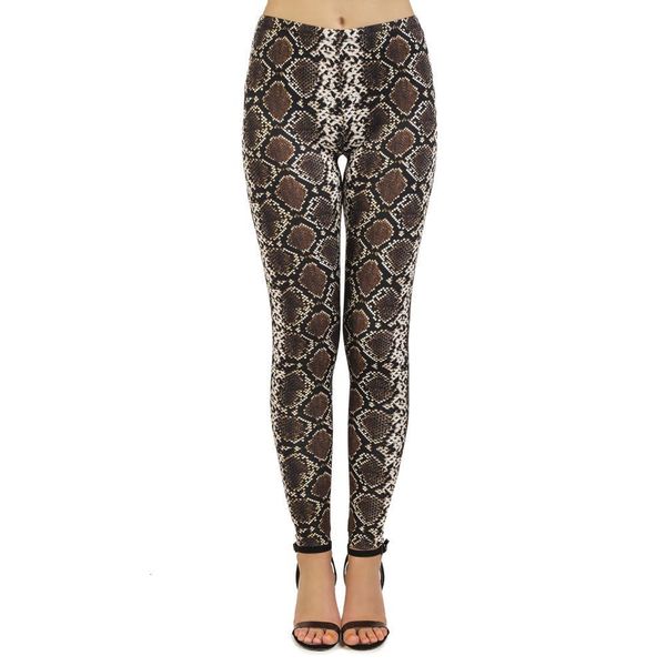 

fashion leggins mujer printing brown snake skin legging feminina leggins fitness woman flexible pants workout leggings, Black