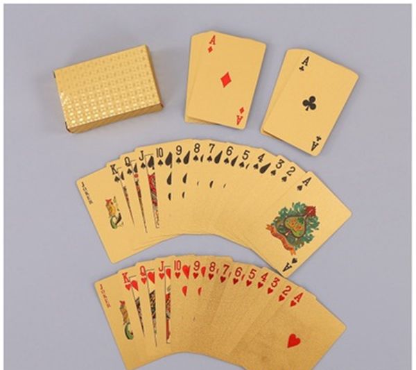 

24k gold пластиковые карты магия водонепроницаемый карты магия игральных карты для игры в покер колода игра gold foil poker set board