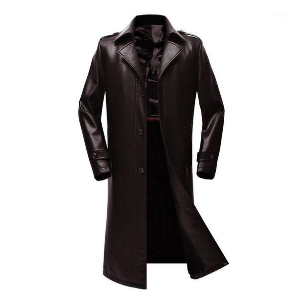 

men's long leather coat, a pu wallet, a raincoat, an m-4xl man's wallet1, Black