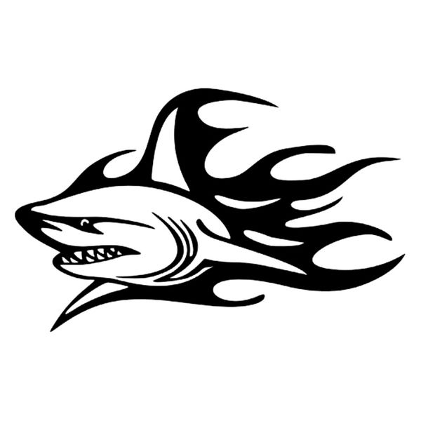 

14.2cm*8.8cm shark flame creative car-styling car sticker vinyl decal black/silver s3-5066